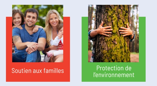 Soutien aux familles Protection de l’environnement Values banners